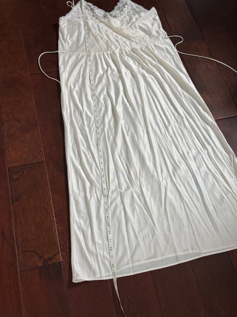 Vintage White Sheer Nylon Lace Trim Nightgown With Spaghetti Straps Women Medium - Picture 11 of 13